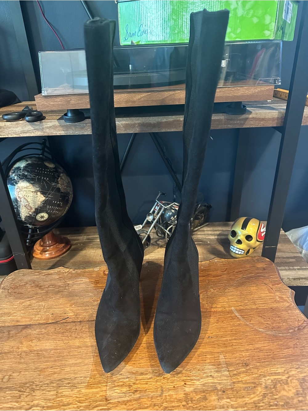 Via Spiga Black Over-the-Knee Pointed Toe Boots